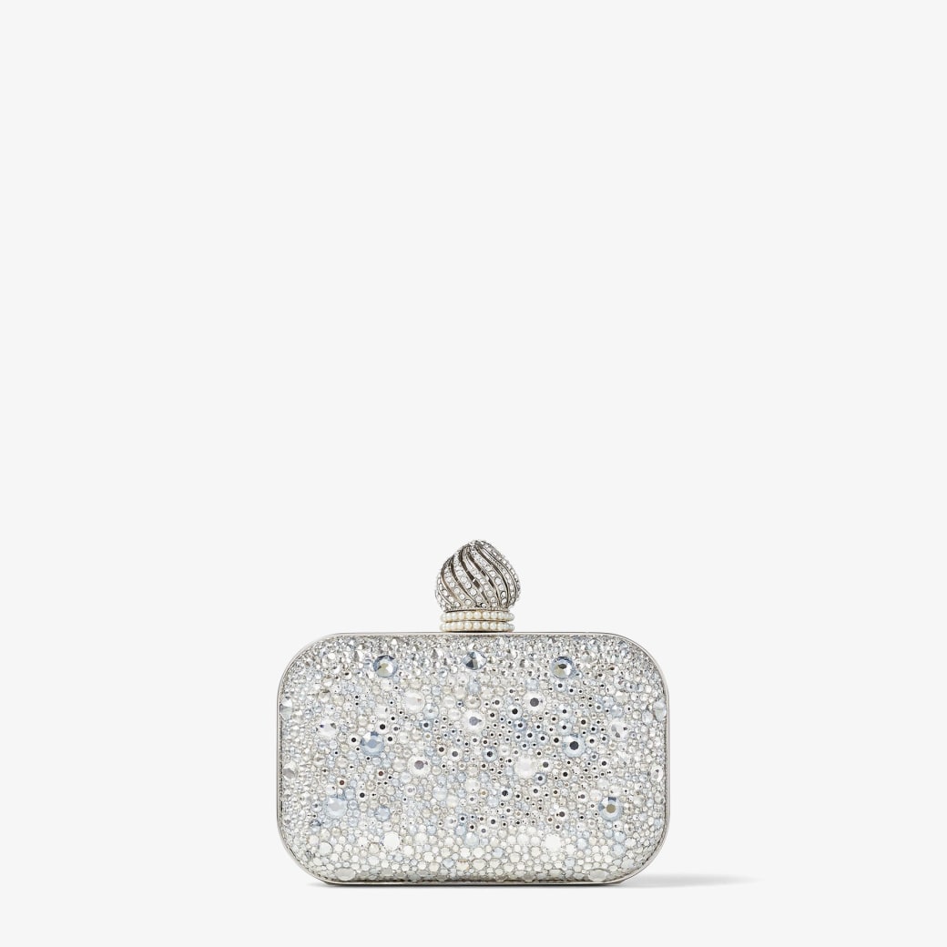 Jimmy Choo – Crystal Suede Mini Bag with Crystal Dome Clasp