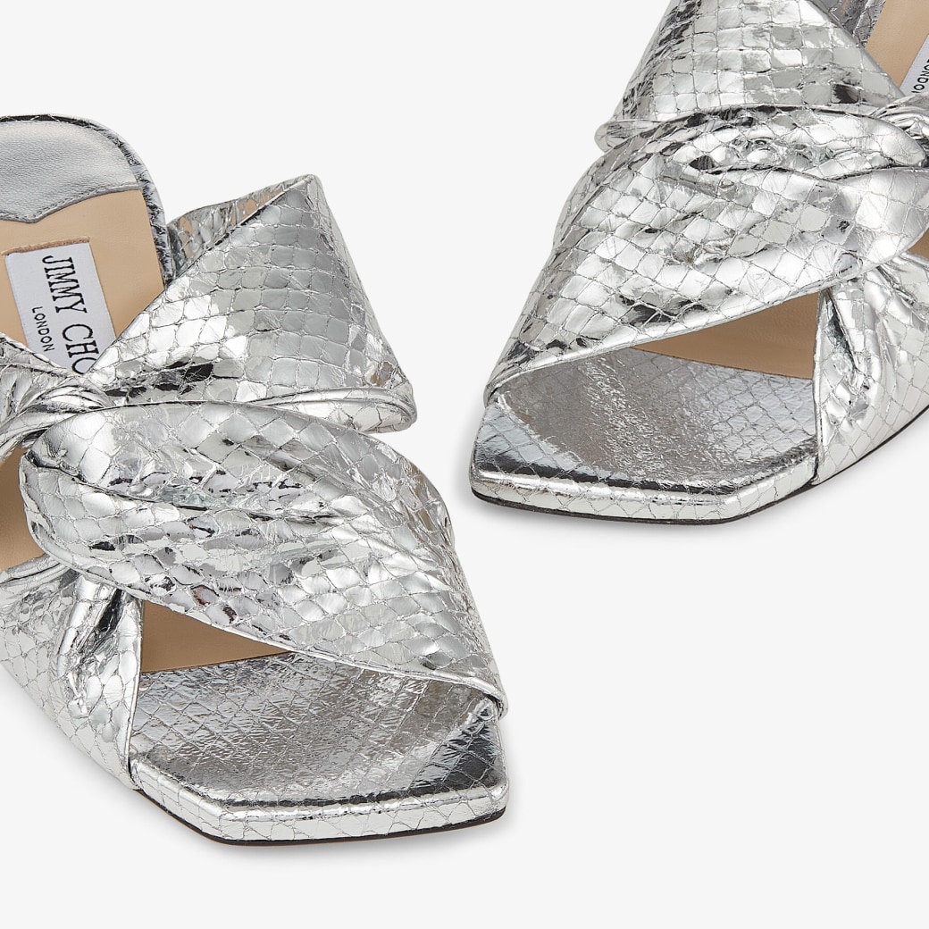 Jimmy Choo – Silver Candy Wrap Leather Flats 4