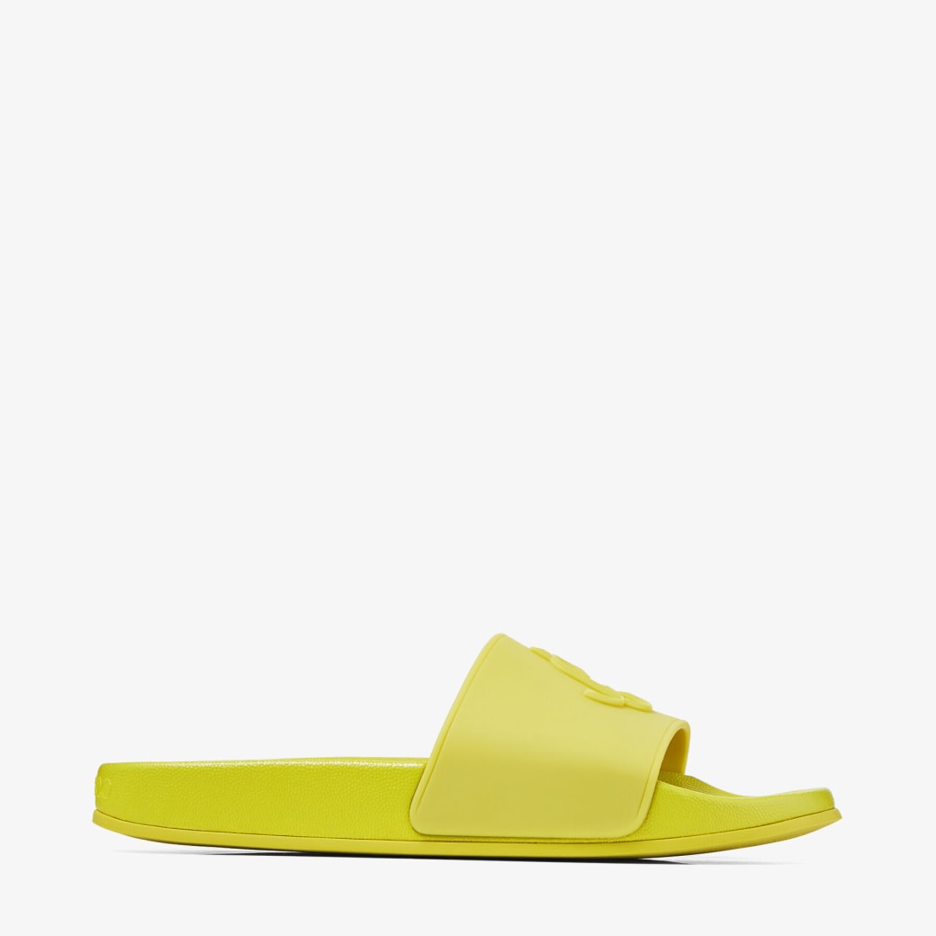 Jimmy Choo - Lime Rubber Slides with JC Monogram