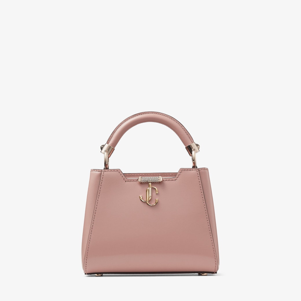 Jimmy Choo - Ballet Pink Leather Top Handle Bag with Crystal Bar and JC Emblem
