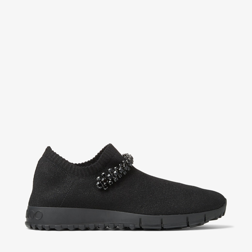 Jimmy Choo – Black Knit Trainers with Crystals