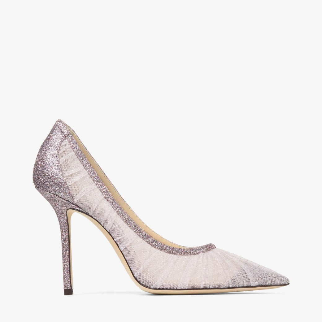 Zapatos de salón de color rosa bebé en tela con brillos | LOVE 100 | Verano  2021 | JIMMY CHOO