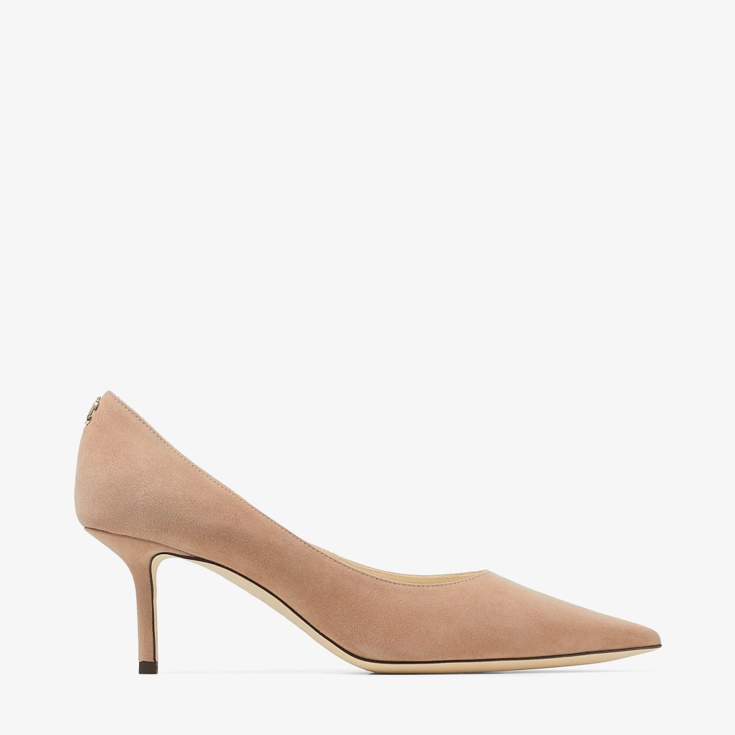 Ballet Pink Suede Pointed Pumps with JC 