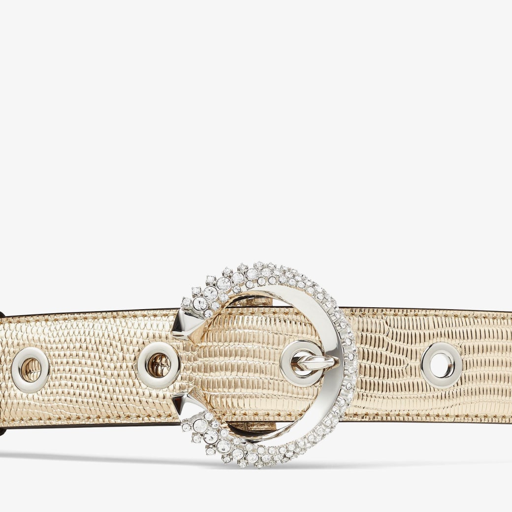 Gold Printed Metallic Lizard Belt with 