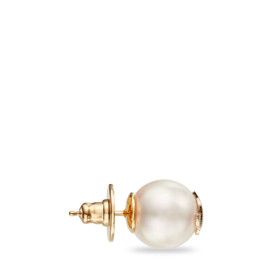 Jimmy Choo Pearl Lobo Earrings Gold-tone Hardware In Gold/white