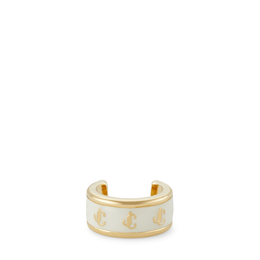 Jimmy Choo Jc Enameled Single Ear Cuff In Gold/latte