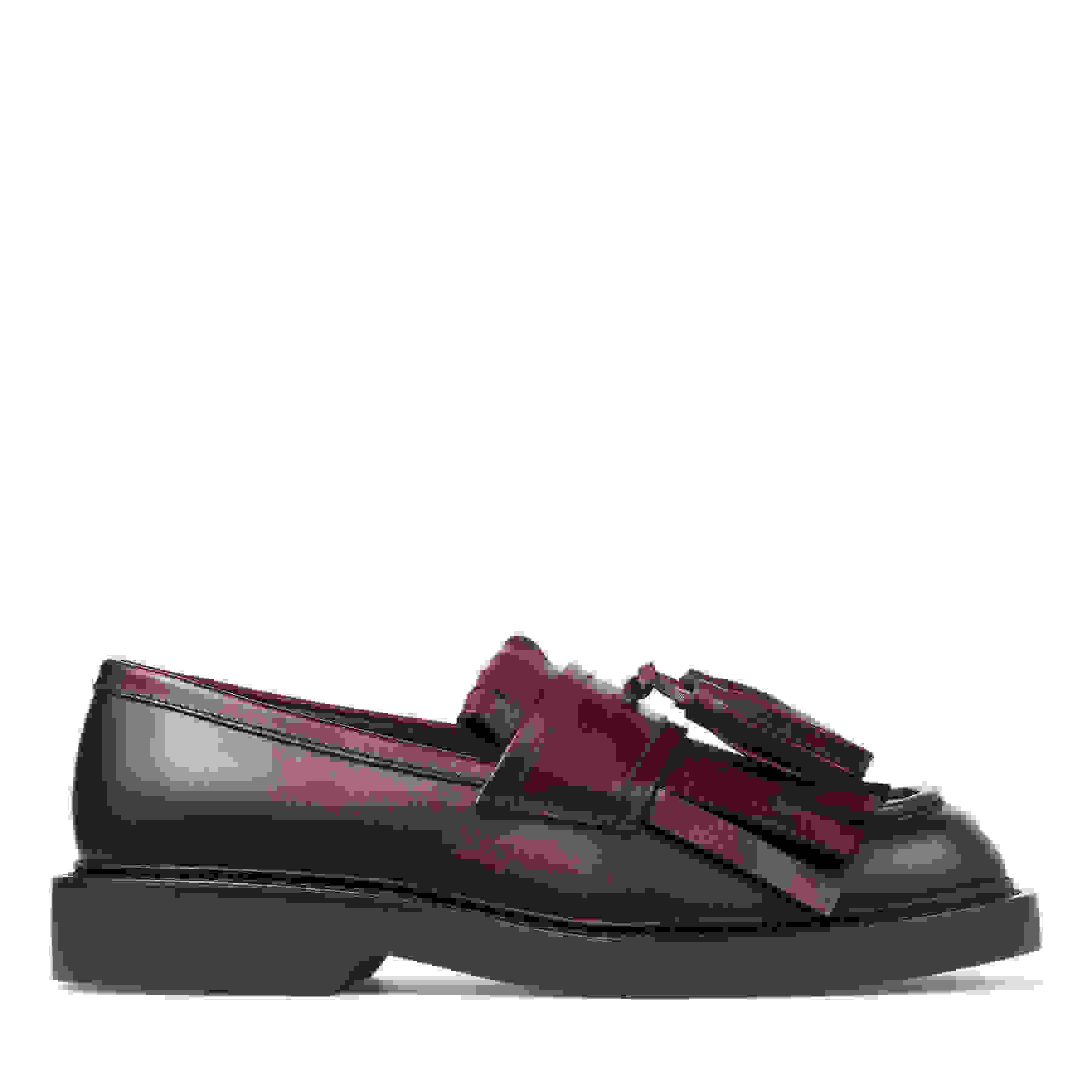 Buff Fringe Loafer | 深梅洛酒紅色油蠟小牛皮革樂福鞋| JIMMY CHOO