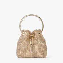 Bon Bon | Gold Crystal Embroidered Satin Mini Bag | Jimmy Choo