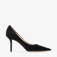 Black Suede Pointed Pumps with JC Emblem |LOVE 85 | Autumn Winter