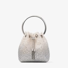 新品 Jimmy Choo Malbon シューバッグ　ホワイト　白 ボン ボン | ホワイト クリスタルメッシュ・ハンドバッグ | ジミー チュウ