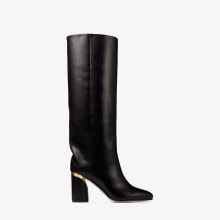 【JIMMYCHOO】 Jayla85 レザー ニーブーツ ブラック ソフトシャイニーカーフレザー・ロングブーツ | JAYLA