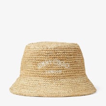 Natural Jimmy Choo Embroidered Raffia Bucket Hat| ATENA