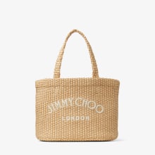 Natural Raffia Mini Tote Bag with Jimmy Choo Embroidery