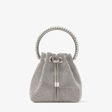 Bon Bon | Silver Satin Crystal Mesh Bag with Crystal Handle