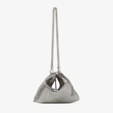 【JIMMY CHOO】Callie Shoulder-Ant-Silver 送関無料 Callie metallic leather clutch in silver - Jimmy Choo