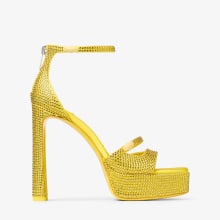 Claressa Platform 125 | Canary Satin Crystal Sandal | JIMMY CHOO