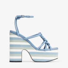 CLARE WEDGE 130 | Smoky Blue Nappa Leather Wedge Sandals | Summer 