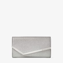 クラッチバッグ Jimmy Choo CLUTCH BAG (EMMIEIGT SILVER) Silver Fine Glitter Leather Clutch Bag | Emmie | Pre Fall 18