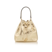 パーティにも【Jimmy Choo】Heidi チェーンバケツバッグ Heidi | Silver Metallic Leather Hobo Bag | New Collection