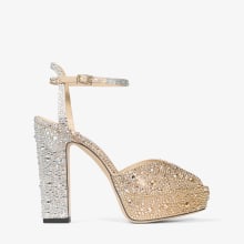 Sacaria Platform 120 | Gold Satin Platform Sandals with Dégradé