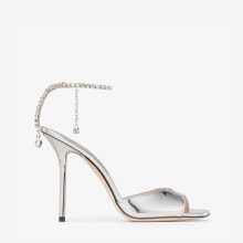 JIMMY CHOO デルナ 100 ウェッジ サンダル Latte Nappa Leather Wedge with Metallic Rope Trim|DELLENA