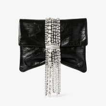 Zandra Shoulder | Black Metallic Leather Shoulder Bag with