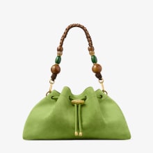 Cinch Medium | Clover Suede Shoulder Bag with Braided Bead Strap