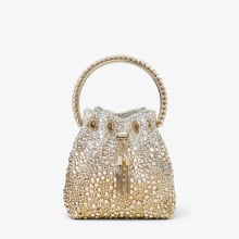 BON BON | Gold Satin Bag with Crystals | JIMMY CHOO