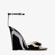 Black Patent Leather Wedge Sandals | BRIEN 110 | Spring 2022 Collection ...