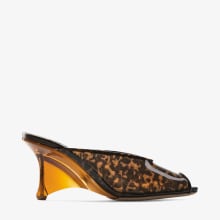 JIMMY CHOO ブラウン レザー ミュール ウェッジソール GLACEMULE80EVQ_028043_SIDE_vg1