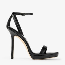 Moza Platform 120 | Black Shiny Nappa Leather Sandals | JIMMY CHOO