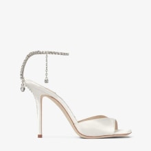 SAEDA SANDAL 100 | Ivory Satin Sandals with Crystal SAEDA SANDAL 100 | Ivory Satin Sandals with Crystal