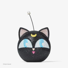 Luna-P Ball Minaudiere | Black Crystal Plexi Clutch Bag