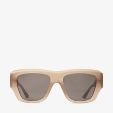 Yani | Matte Transparent Tan Rectangular Sunglasses | JIMMY CHOO