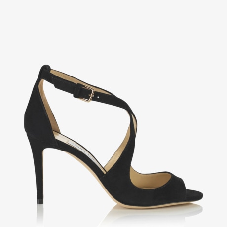【セール】ジミーチュウ EMILY 85 スウェードストラップサンダル Emily 85 |Black Suede Sandals | JIMMY CHOO