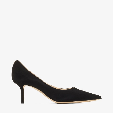 Black Suede Pointed pumps with JC Emblem | LOVE 65 | 24:7 Icons