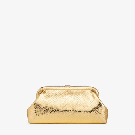Skylar |Gold Candy Wrap Leather Clutch with Square JC Clasp
