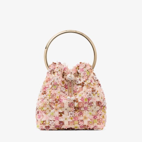 ボン ボン | ローズ メッシュ・フラワー刺繍付き バケットバッグ
