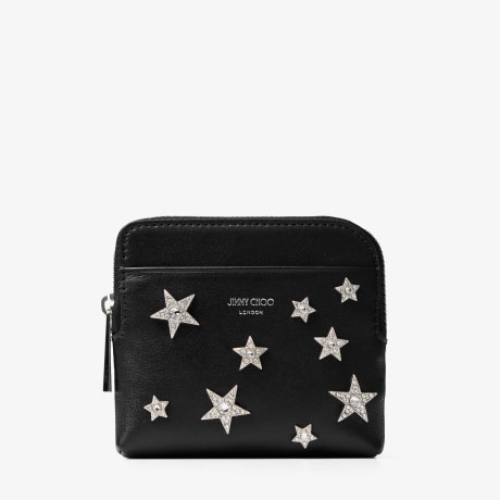 JIMMY CHOO ブラックレザー 財布 カードケース ケース COMPACTZIPCARDCASEZNO_000071_F