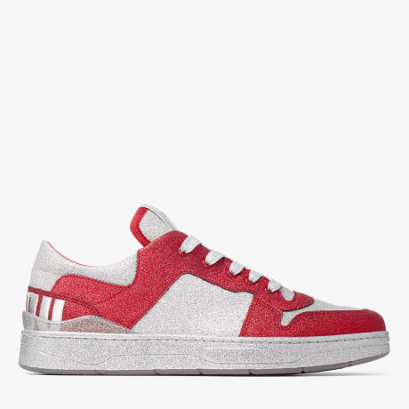 ジミーチュウ　赤一色　ロォーファ フローレント / M | ルビーレッド /シルバー グリッターファブリック