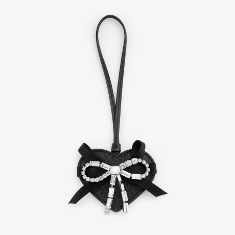 ハート チャーム | ブラック ファイングリッター・クリスタルボウ付き