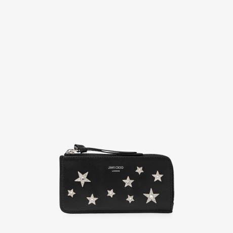 JIMMY CHOO ブレスレット/レザー/BLK スター デッドストック Pippa | スタッズ X クリスタル付き ブラックレザー・ウォレット