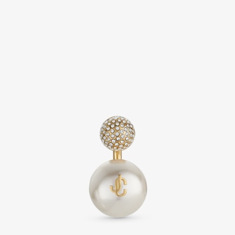 【Jimmy Choo】Auri Earring AURI EARRING | Gold-Finish Metal Pearl and Crystal Earrings