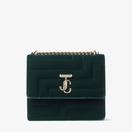 AVENUE QUAD | Dark Green Avenue Velvet Shoulder Bag with