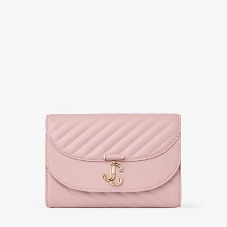 Curve Clutch | Rose Quilted Biker Leather Clutch Bag | JIMMY CHOO