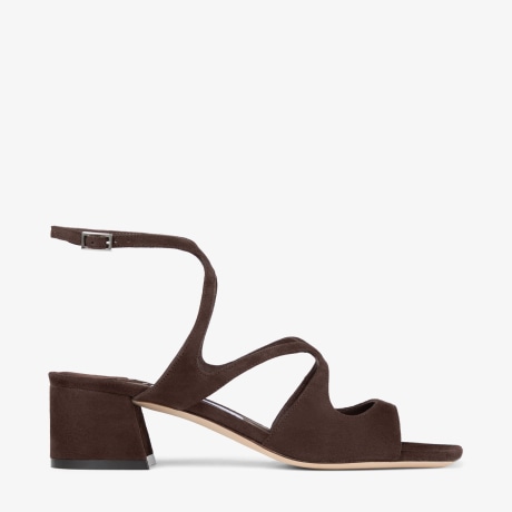 Azilia 45 |Chocolate Suede Strappy Sandal | JIMMY CHOO
