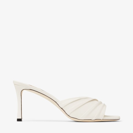 関税,送料無料 JIMMY CHOO Basil 75 ミュール サンダル Basil 75 jersey and leather mules in purple - Jimmy Choo