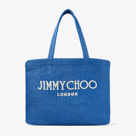 Beach Tote E/W | Smoky Blue Raffia Embroidered Tote Bag