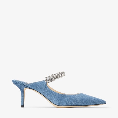 ジミーチュウ Bing 65 デニムミュール Jimmy Choo mule BING 65 | Denim Mules with Crystal Strap | Winter 2022