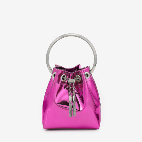 BON BON | Pink Mirror Fabric Mini Bag with Metal Handle